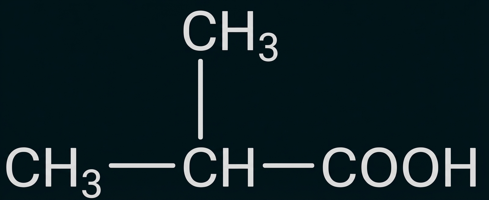 Strukturformel von Isobuttersäure (2‑Methylpropansäure)